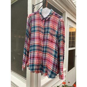 Lucky Brand pink plaid soft flannel button down